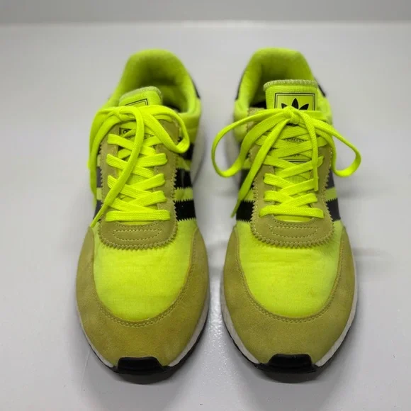 Adidas Iniki Runner Boost Neon Yellow Olive Black Sneakers Men’s 9.5 BB2094 - Picture 4 of 12